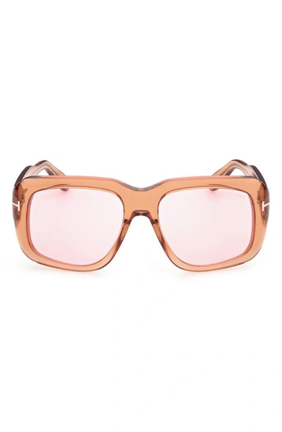 Tom Ford Bailey Square Acetate Sunglasses In Shiny Light Brown / Violet