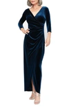 ALEX EVENINGS THREE-QUARTER SLEEVE VELVET GOWN