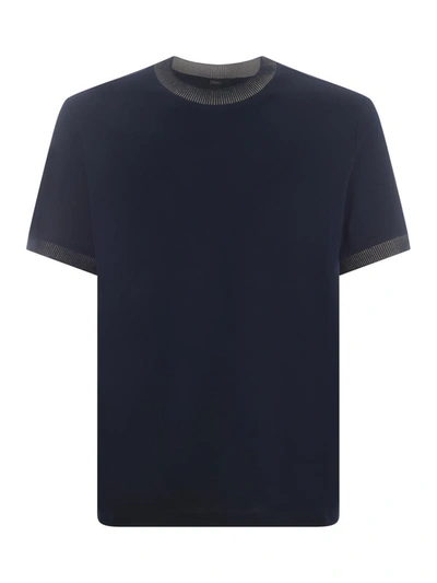Herno Fine Cotton Jersey T-shirt In Blu