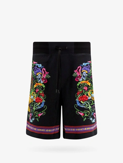 Versace Jeans Couture Floral-print Drawstring Shorts In Black