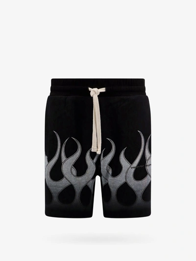 Vision Of Super Flame-print Drawstring Short Shorts In Black