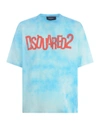 Dsquared2 Man T-shirt Azure Size Xxxl Cotton In Light Blue