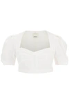Isabel Marant Fania Puff-sleeve Crop Bustier Top In White