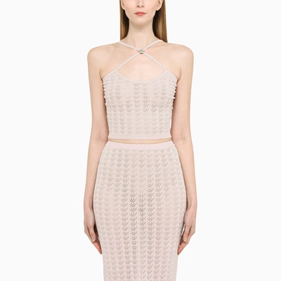 Alessandra Rich Crossover-strap Knit Midi Dress In Pink