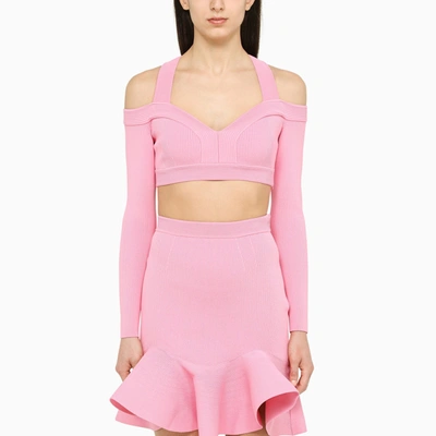 Alexander Mcqueen Cut-out Cropped Top In Pink