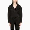 Alexander Mcqueen Asymmetric Denim Jacket In Black