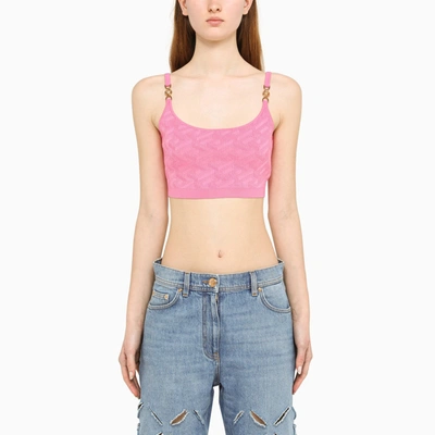 Versace Medusa Motif Knitted Top In Pink