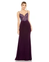 Mac Duggal Sweet Heart Mesh Embellished Gown In Amethyst