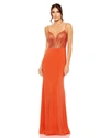 Mac Duggal Sweet Heart Mesh Embellished Gown In Orange