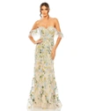 Mac Duggal Sweetheart Flutter Sleeve Gown In Pastel Multi