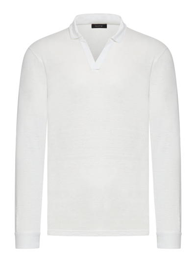 Nome Long-sleeved Linen Polo In White