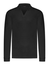 Nome Long-sleeved Linen Polo In Black