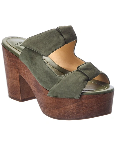 Alexandre Birman Clarita Suede Platform Sandal In Green