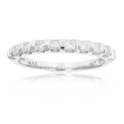 Vir Jewels 1/2 Cttw Princess Cut Diamond Wedding Band 14k White Gold 10 Stones Channel Set In Silver
