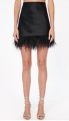 CAMI NYC Aviva Feather Mini Skirt in Black