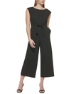 Calvin Klein Womens Romper Tie-waist Jumpsuit In Black