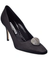 Manolo Blahnik Elbolita 90 Satin Pump In Black