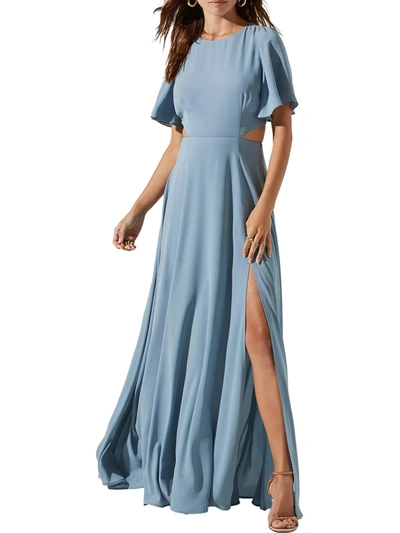 Astr Katrina Womens Open Back Maxi Evening Dress In Blue