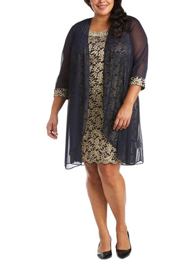 R & M Richards Plus Womens Jacquard 2pc Cocktail And Party Dress In Multi