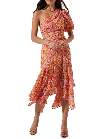 Astr Santorini Womens Floral Knee Midi Dress In Multi