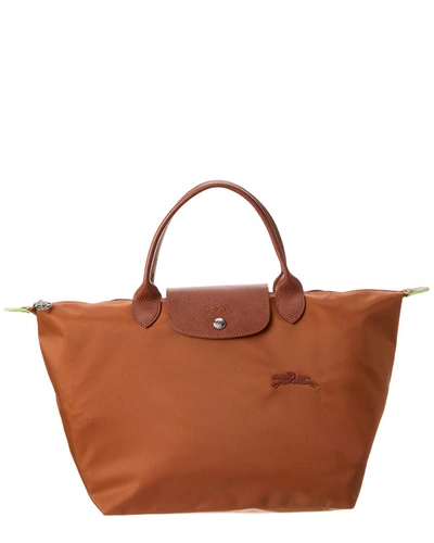 Longchamp Le Pliage Green Tote In Brown
