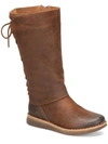 BORN SABLE WOMENS LEATHER PULL ON MID-CALF BOOTS
