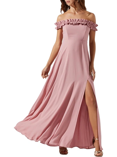 Astr Venetia Womens Off-the-shoulder Long Maxi Dress In Pink