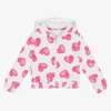 EVERYTHING MUST CHANGE GIRLS WHITE & PINK COTTON HEART ZIP-UP TOP