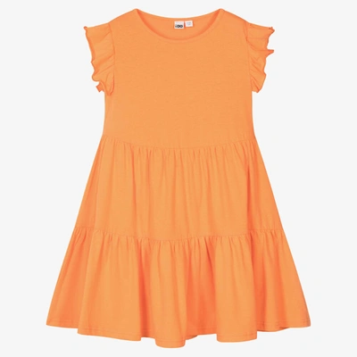 Ido Junior Kids'  Girls Orange Tiered Cotton Dress
