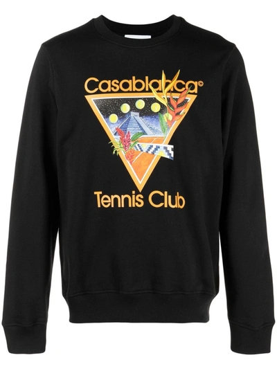 Casablanca Tennis Club Icon Printed Sweatshirt In Black