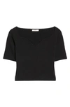 The Row Grais Crop Wool Rib Knit Top In Dark Navy