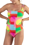 Cache Coeur Pop One-shoulder One-piece Maternity Swimsuit In Pink