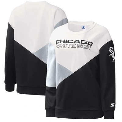 Starter Women's  White, Black Chicago White Sox Shutout Pullover Sweatshirt In White,black