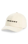 Isabel Marant Tyron Logo Cotton Twill Baseball Cap In Ecru/ Black