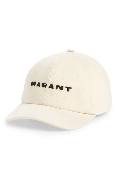 Isabel Marant Tyron Logo Cotton Twill Baseball Cap In Ecru_black