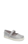 Toms Kids' Glitter Mary Jane Flat In Silver Iridescent Glimmer