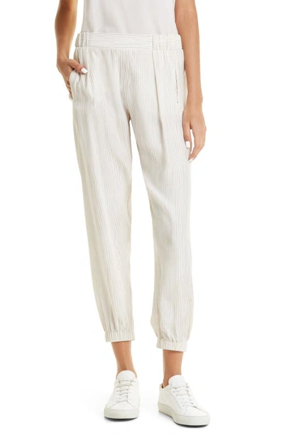 Atm Anthony Thomas Melillo Women's Silk Striped Joggers In Beach Pebble Combo