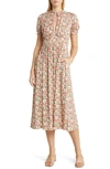 Boden Floral Ruched Jersey Midi Dress In Multi Painterly Floret