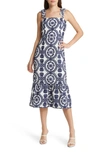 ADELYN RAE LAYLA EMBROIDERED COTTON MIDI DRESS