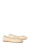 Tory Burch Logo-plaque Ballerina Shoes In Brie