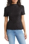 1.state Mock Neck Plissé Blouse In Rich Black