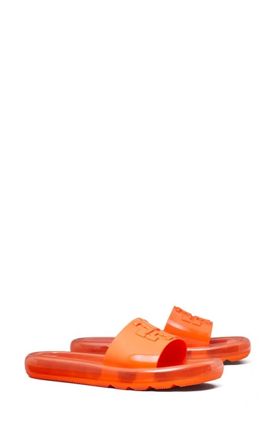Tory Burch Clear Bubble Jelly Flat Sandals In Orange Nectar Or
