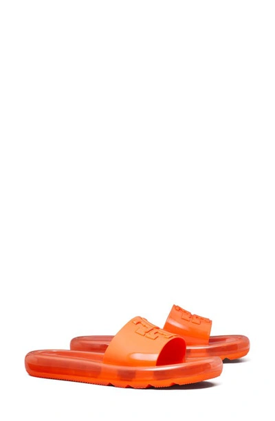 Tory Burch Clear Bubble Jelly Flat Sandals In Orange Nectar / Orange Nectar