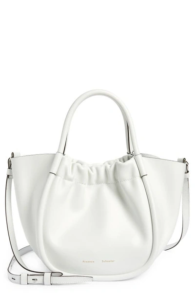 Proenza Schouler Small Ruched Leather Crossbody Tote In Optic White 104