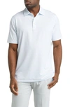 Peter Millar Men's Crown Sport Drum Performance Jersey Polo Shirt In White/ Radiant Blue