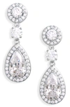 NADRI CUBIC ZIRCONIA HALO DROP EARRINGS