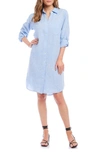 Karen Kane Linen Shirtdress In Capri Blue