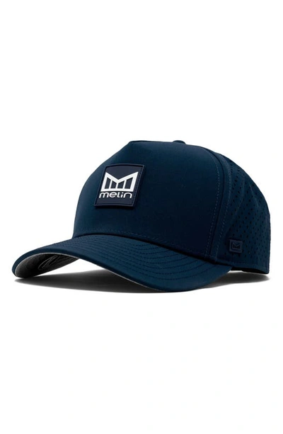 Melin Hydro Odyssey Stacked Water Repellent Baseball Cap In Navy