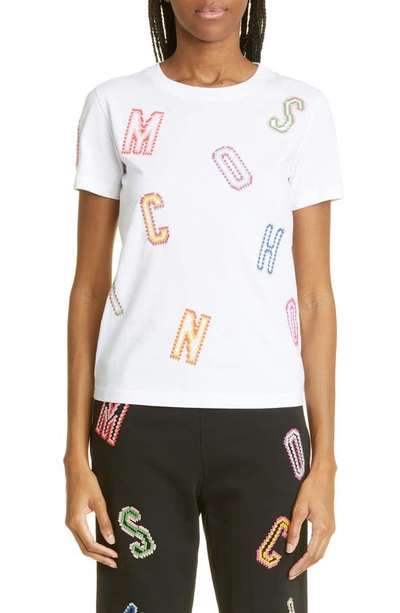 Moschino Embroidered Logo T-shirt In White