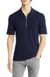 Nn07 Hansie Half Zip Organic Cotton Polo Sweater In Navy Blue